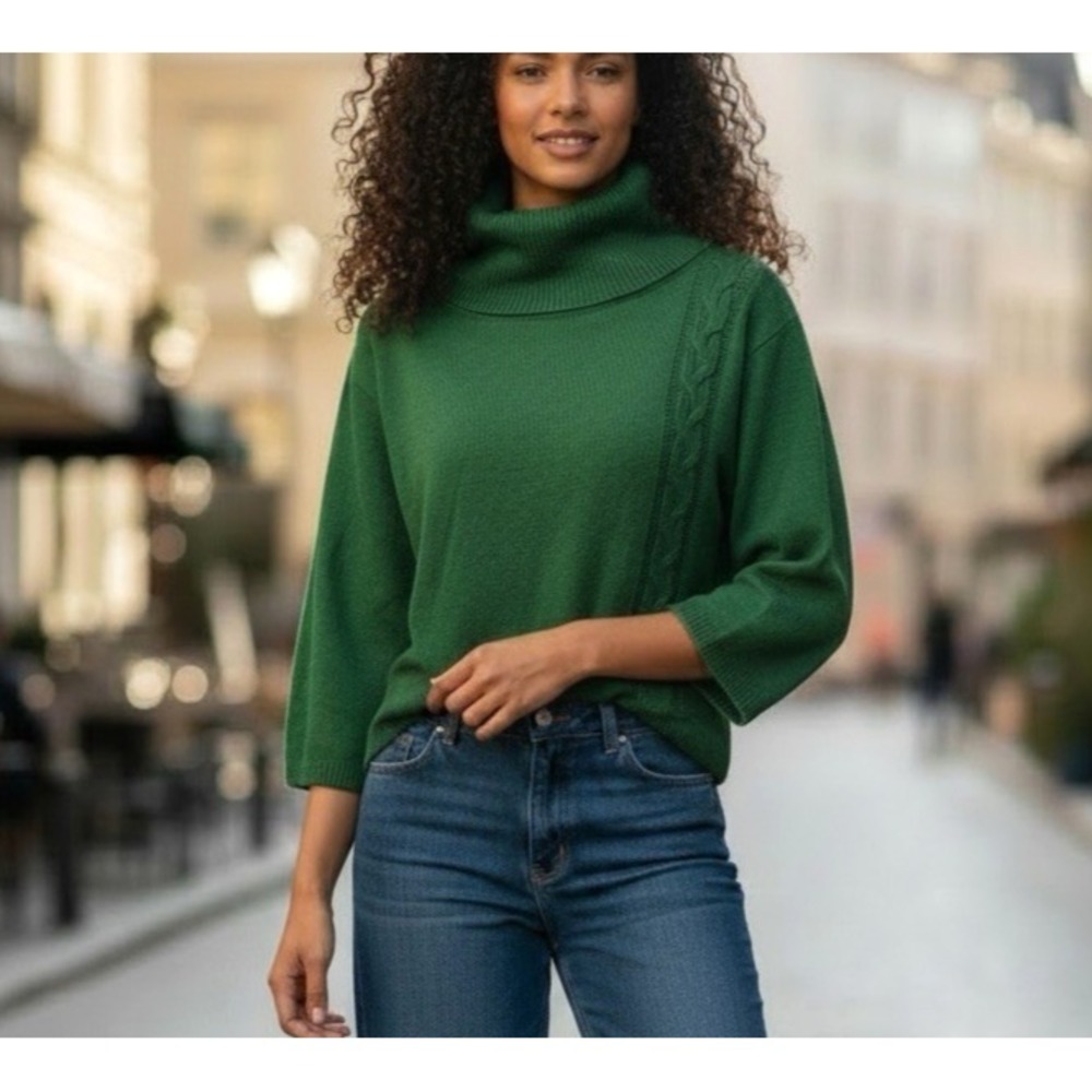Sparrow Anthropologie Lightweight Sweater Womens M Kelley Green Wool Blend